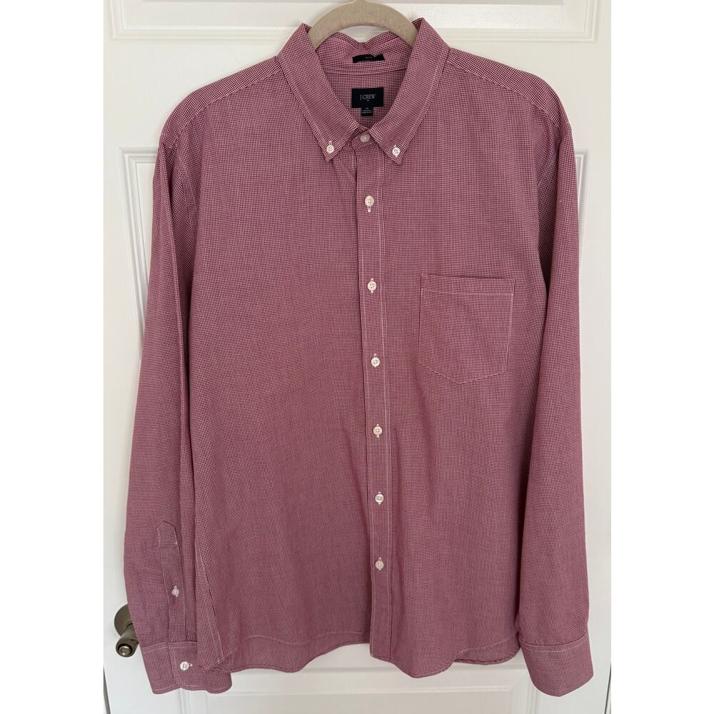 J.Crew Men's Slim Fit Button-Down Shirt XL Red Gingham Check – Made in Mauritius